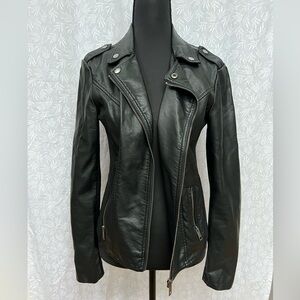 Maurices Retro Y2K Black Faux Leather Moto Jacket w/ Zipper Women’s Medium